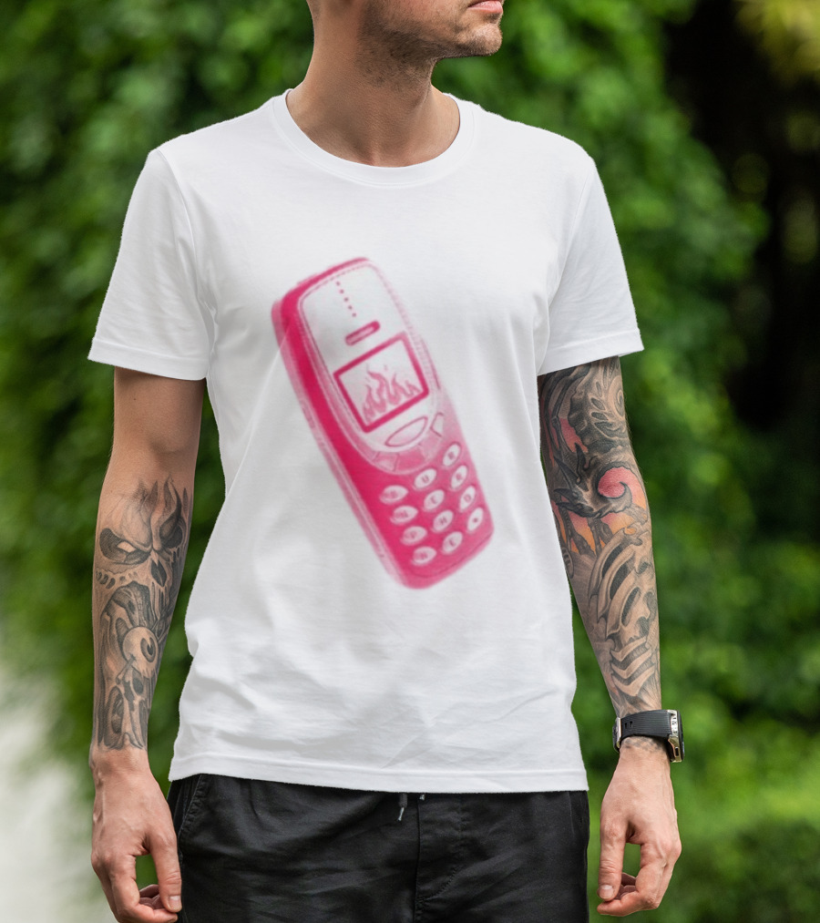Ben Ellis The Burner Phone Retro Cell Fire Graphic T-Shirt