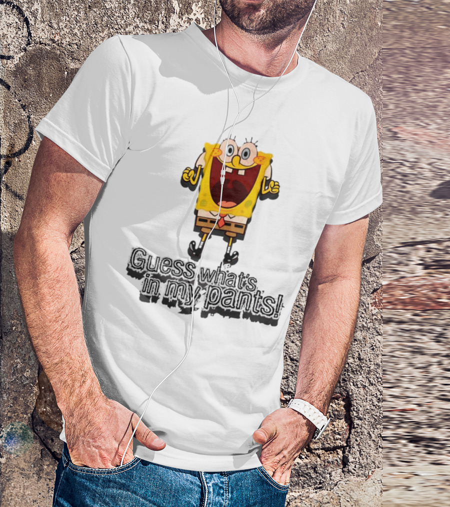 "Guess What's In My Pants Funny SpongeBob SquarePants Patrick Reference" T-Shirt