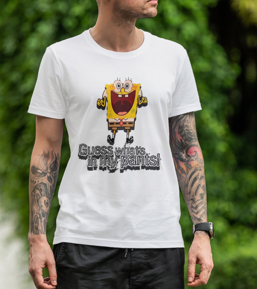 "Guess What's In My Pants Funny SpongeBob SquarePants Patrick Reference" T-Shirt