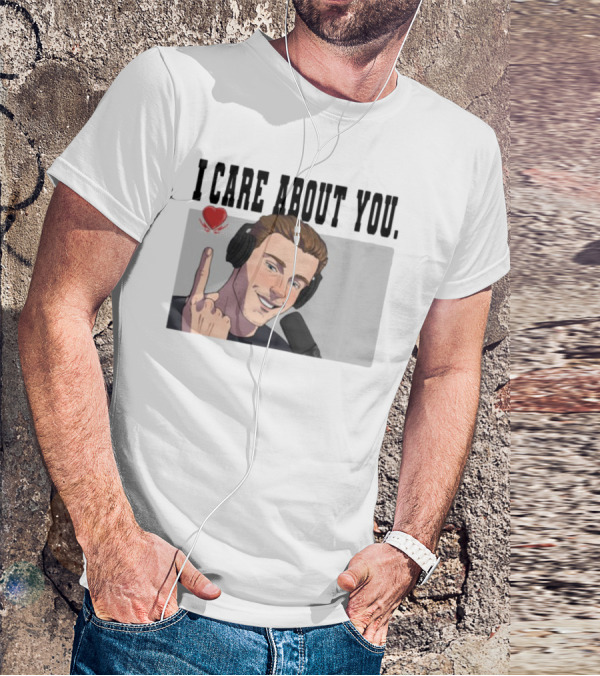 I Care About You Heart Headphones Microphone Illustration T-Shirt