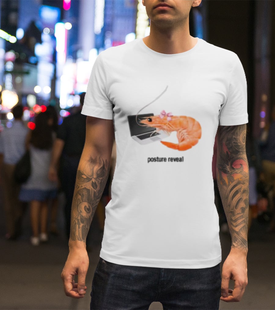 Shrimp Laptop Bow Posture Reveal T-Shirt