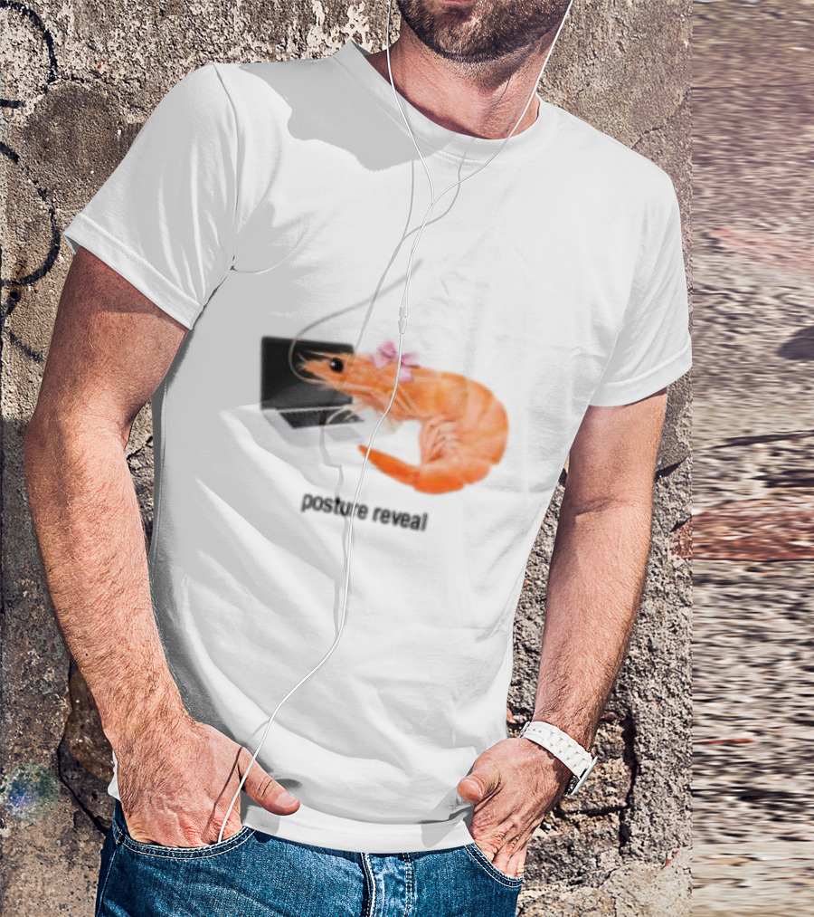 Shrimp Laptop Bow Posture Reveal T-Shirt