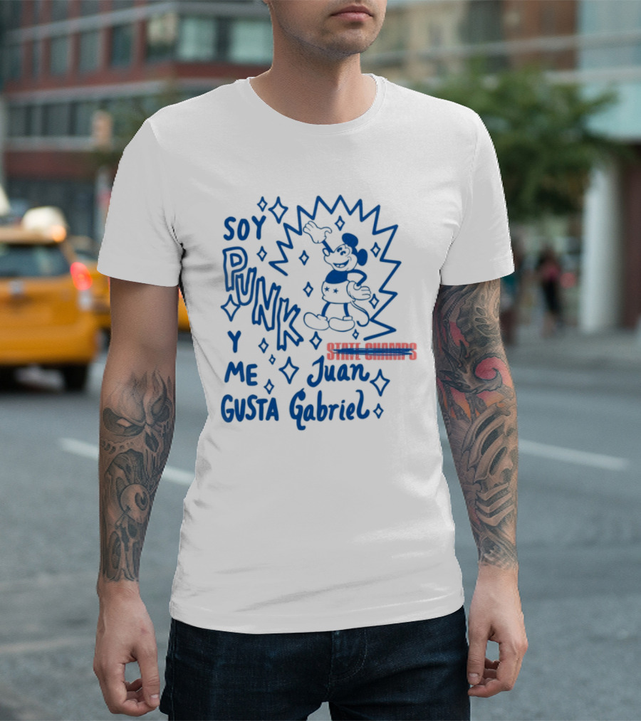 Soy Punk Y Me Gusta Juan Gabriel Sparkling Cartoon Punk Style T-Shirt