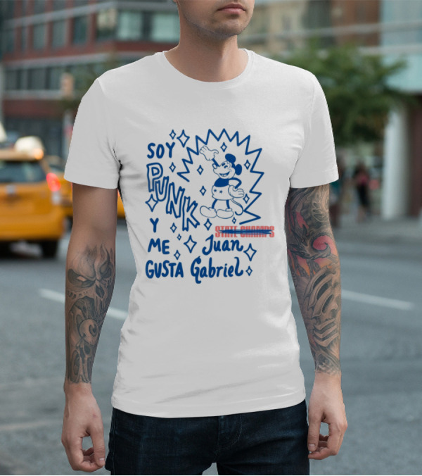 Soy Punk Y Me Gusta Juan Gabriel Sparkling Cartoon Punk Style T-Shirt