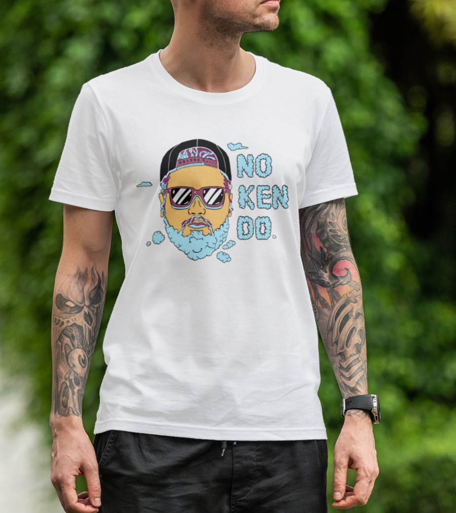 No Ken Do Trippy Ken Sunglasses Beard Cartoon T-Shirt