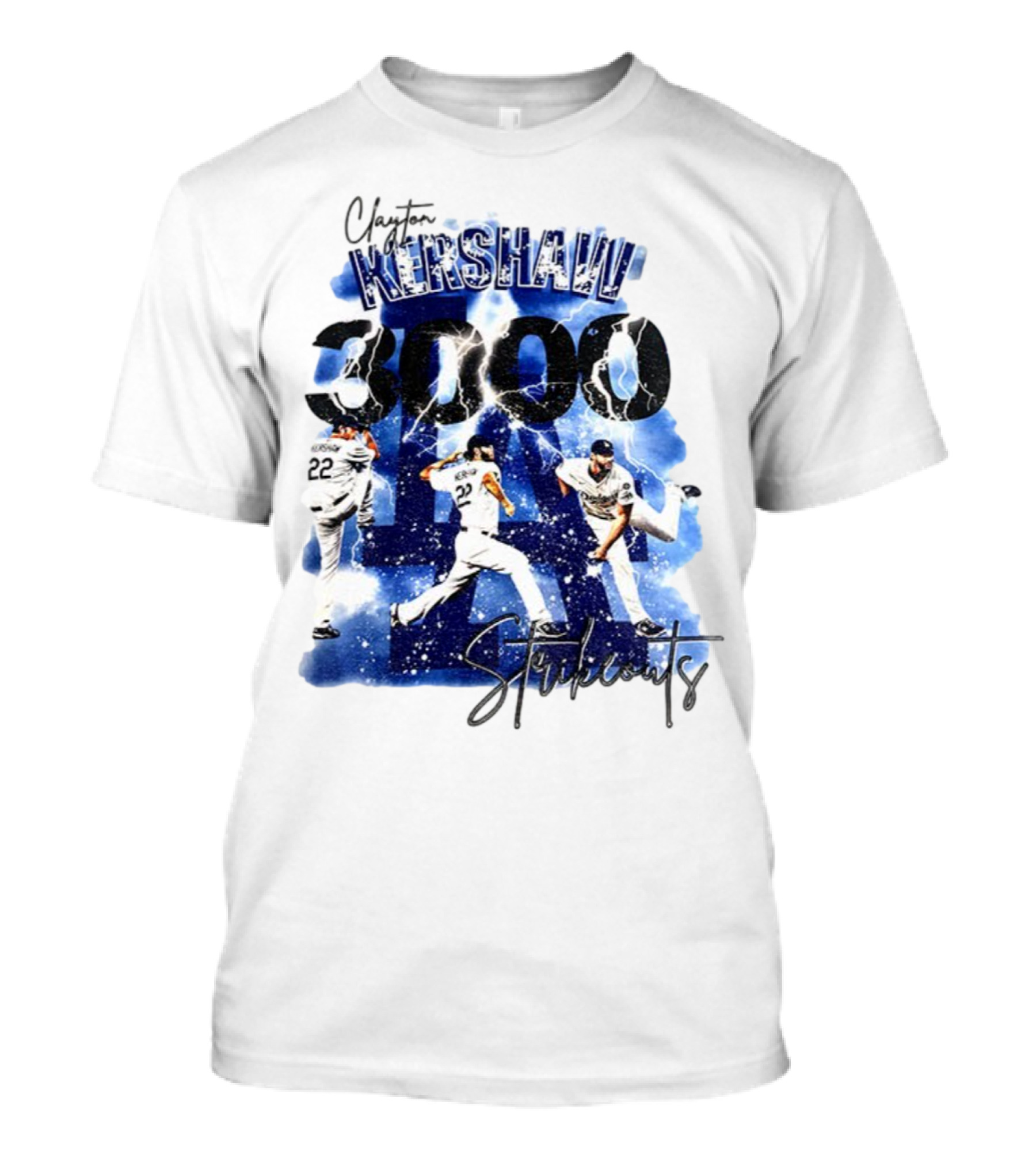 Clayton Kershaw 3000 Strikeouts Los Angeles Dodgers MLB Vintage T-Shirt