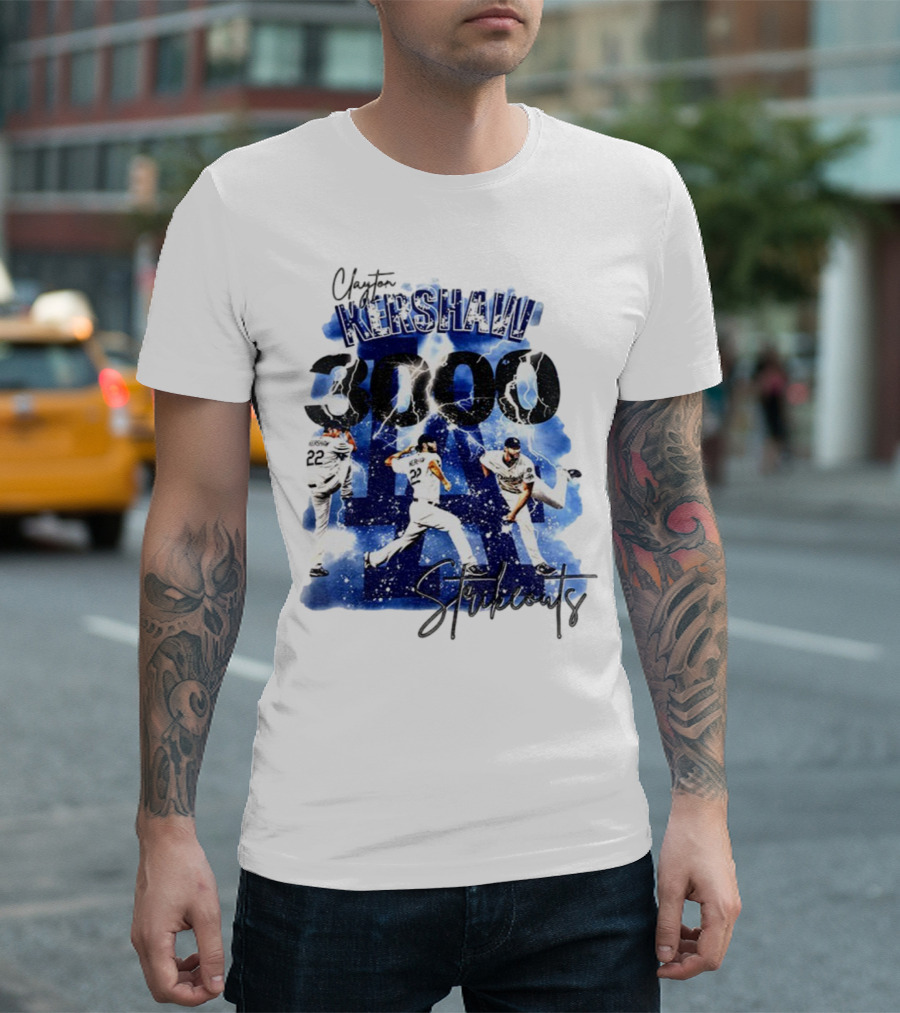 Clayton Kershaw 3000 Strikeouts Los Angeles Dodgers MLB Vintage T-Shirt