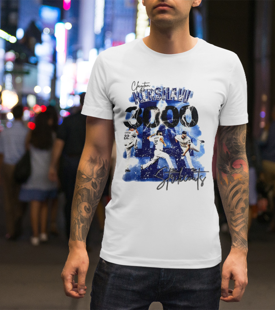 Clayton Kershaw 3000 Strikeouts Los Angeles Dodgers MLB Vintage T-Shirt