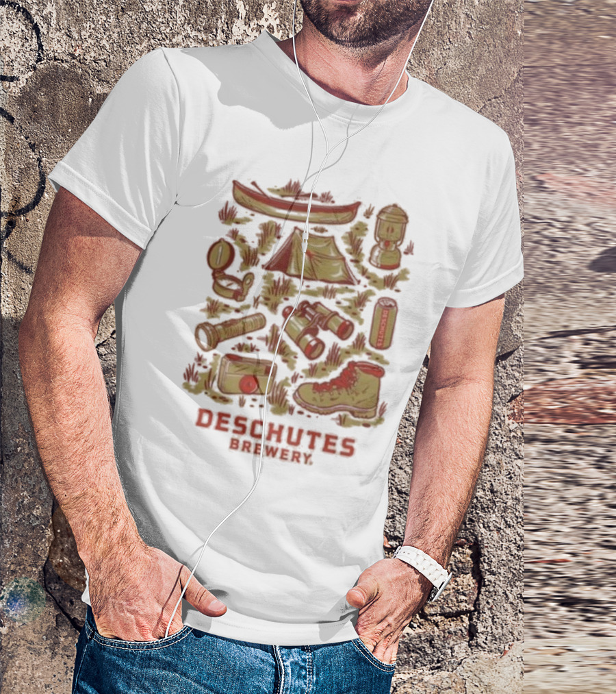 Deschutes Brewery Camping Adventure Gear Collage T-Shirt