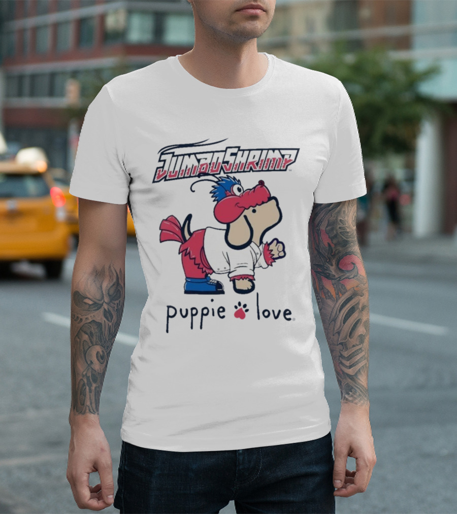 Jacksonville Jumbo Shrimp Puppie Love Baseball Mascot T-Shirt