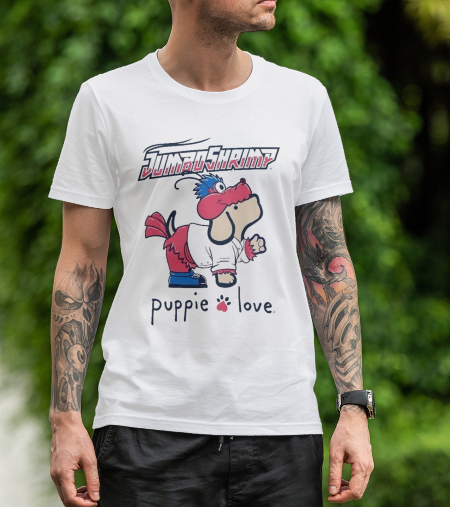 Jacksonville Jumbo Shrimp Puppie Love Baseball Mascot T-Shirt