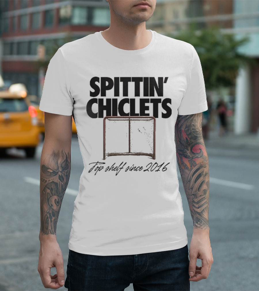 Spittin Chiclets Top Shelf Since 2016 Hockey Net T-Shirt