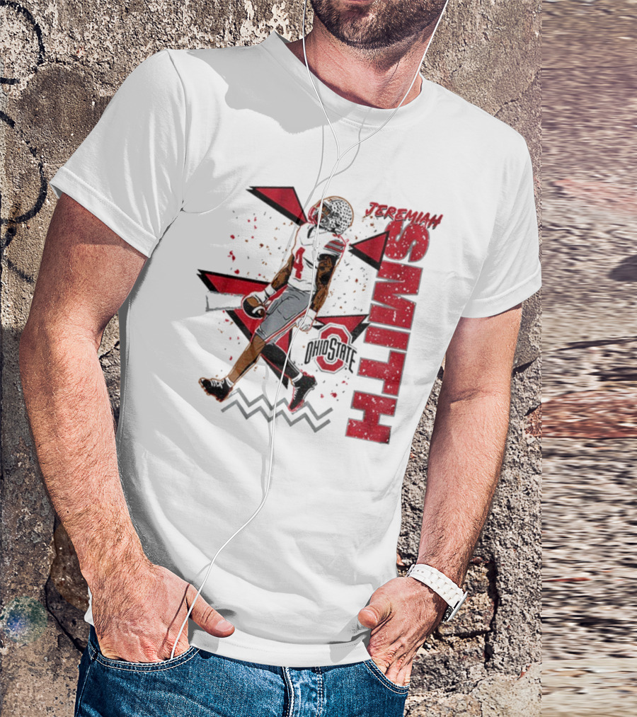 Ohio State Buckeyes Football Jeremiah Smith 90s Style Vintage Red Black Pattern T-Shirt