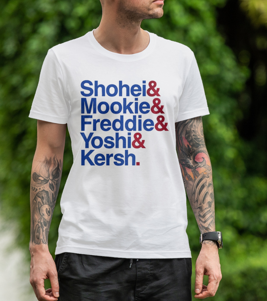 Shohei Mookie Freddie Yoshi Kersh Los Angeles Dodgers Baseball Ampersand Stars 2025 T-Shirt