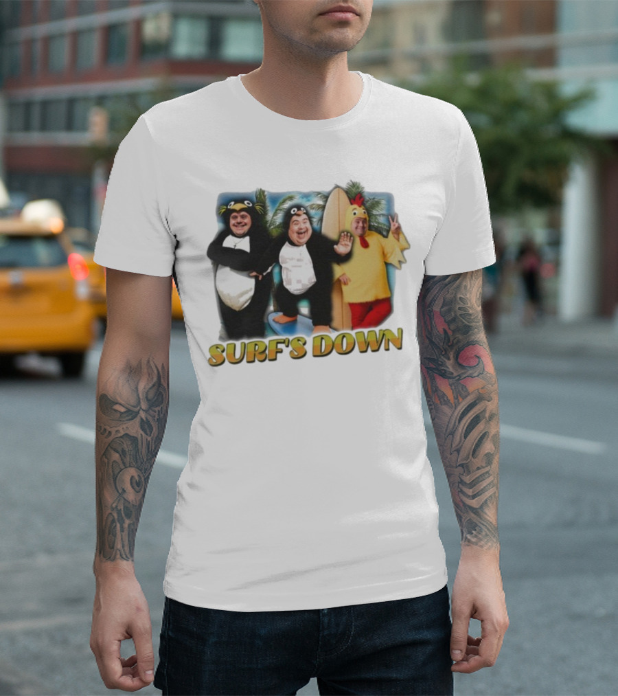 "Surf’s Down Penguin And Chicken Costume Fun" T-Shirt