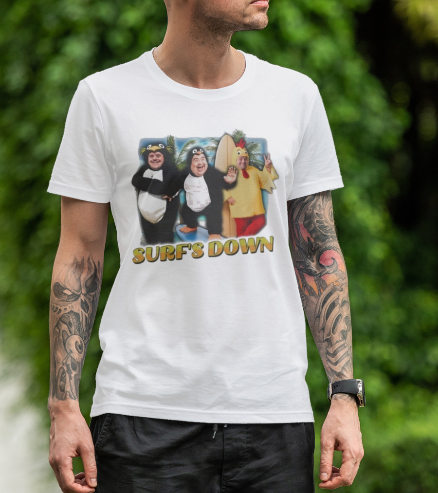 "Surf’s Down Penguin And Chicken Costume Fun" T-Shirt