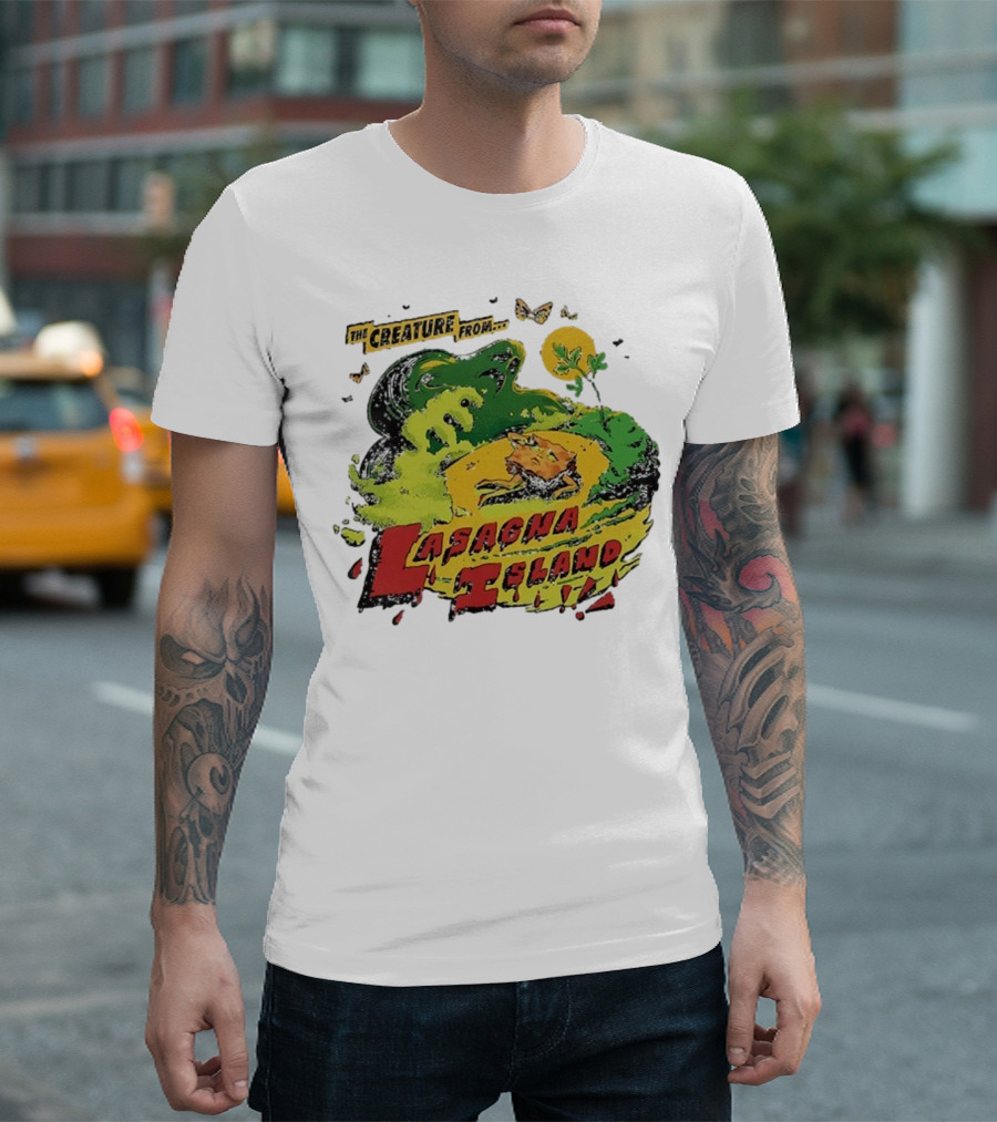 The Creature From Lasagna Island Vintage Horror Design October 2025 T-Shirt