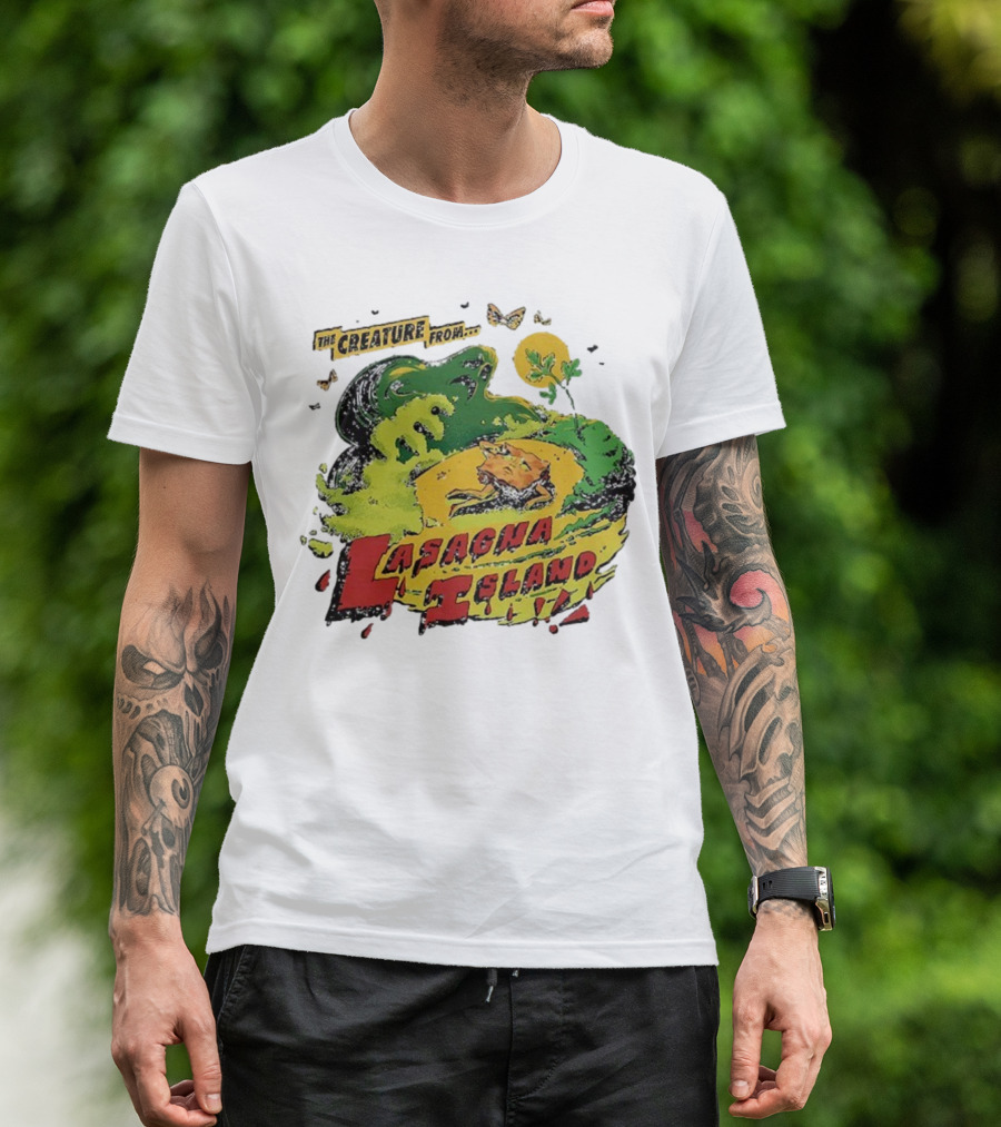 The Creature From Lasagna Island Vintage Horror Design October 2025 T-Shirt