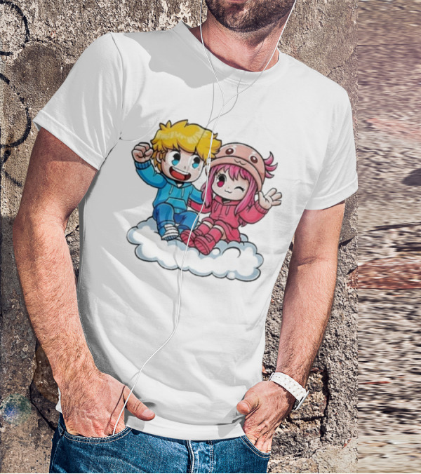 Ukri Et Lea Bio Cute Cartoon Characters On Cloud T-Shirt
