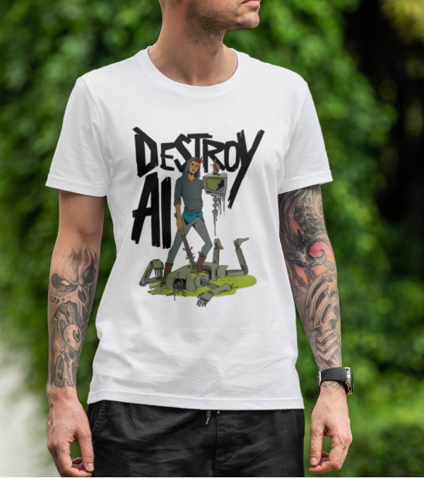 "Aftermath Destroy AI Futuristic Battle Scene" T-Shirt