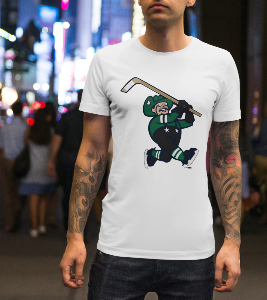 Frisco RoughRiders Dallas Stars Night Mascot Skating Youth Hockey T-Shirt