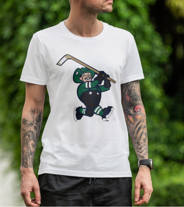 Frisco RoughRiders Dallas Stars Night Mascot Skating Youth Hockey T-Shirt