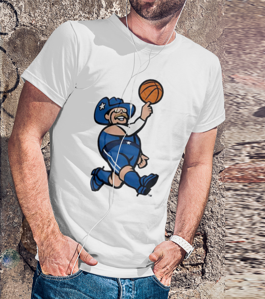 Frisco RoughRiders Dallas Mavericks Crossover Mascot Basketball Cowboy T-Shirt