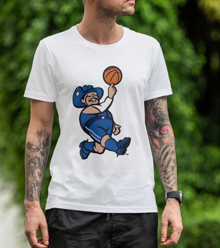 Frisco RoughRiders Dallas Mavericks Crossover Mascot Basketball Cowboy T-Shirt