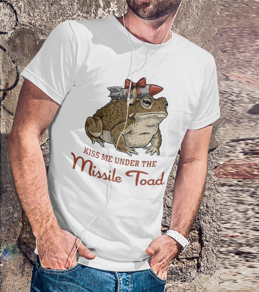 Kiss Me Under The Missile Toad Frog Christmas Holiday Joke T-Shirt