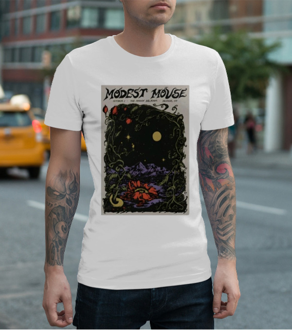 Modest Mouse October 1 The Mission Ballroom Denver CO Moonlit Floral Mountain T-Shirt