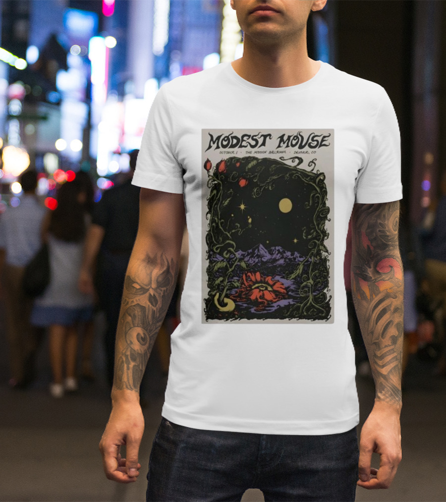 Modest Mouse October 1 The Mission Ballroom Denver CO Moonlit Floral Mountain T-Shirt