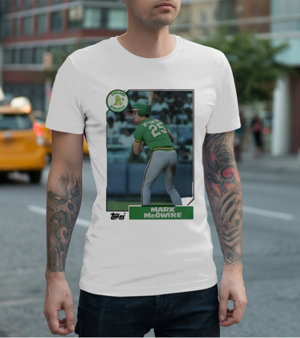 Oakland Athletics Mark McGwire 25 Topps Baseball Player MLB T-Shirt