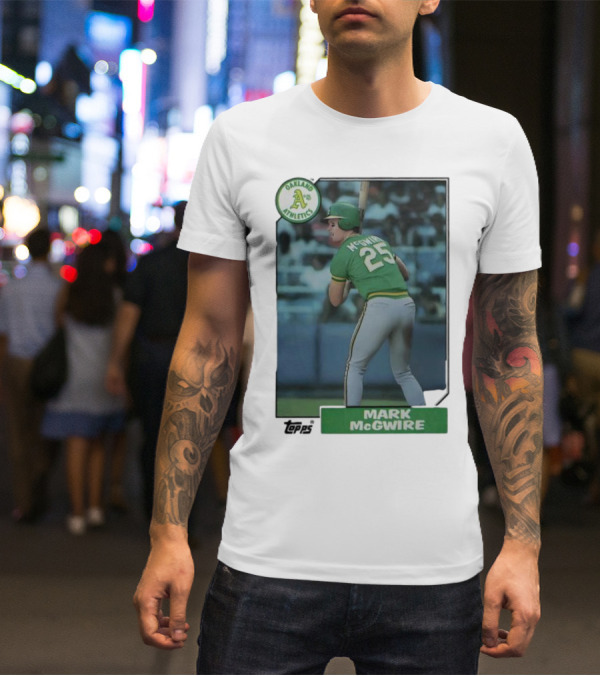 Oakland Athletics Mark McGwire 25 Topps Baseball Player MLB T-Shirt