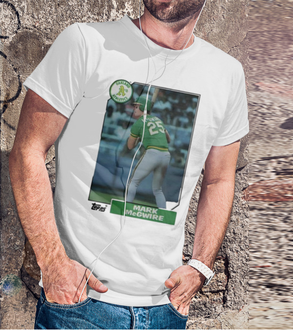 Oakland Athletics Mark McGwire 25 Topps Baseball Player MLB T-Shirt