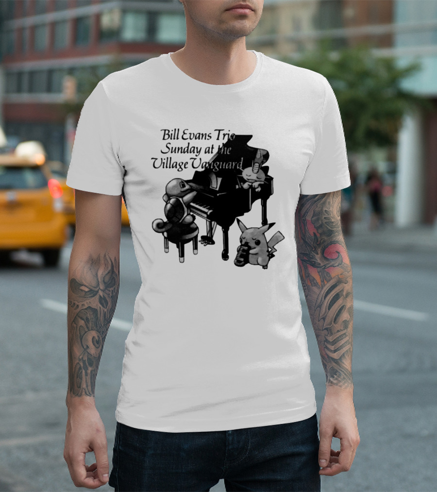 Bill Evans Trio Sunday At The Village Vanguard Pikachu Squirtle Playing Piano T-Shirt