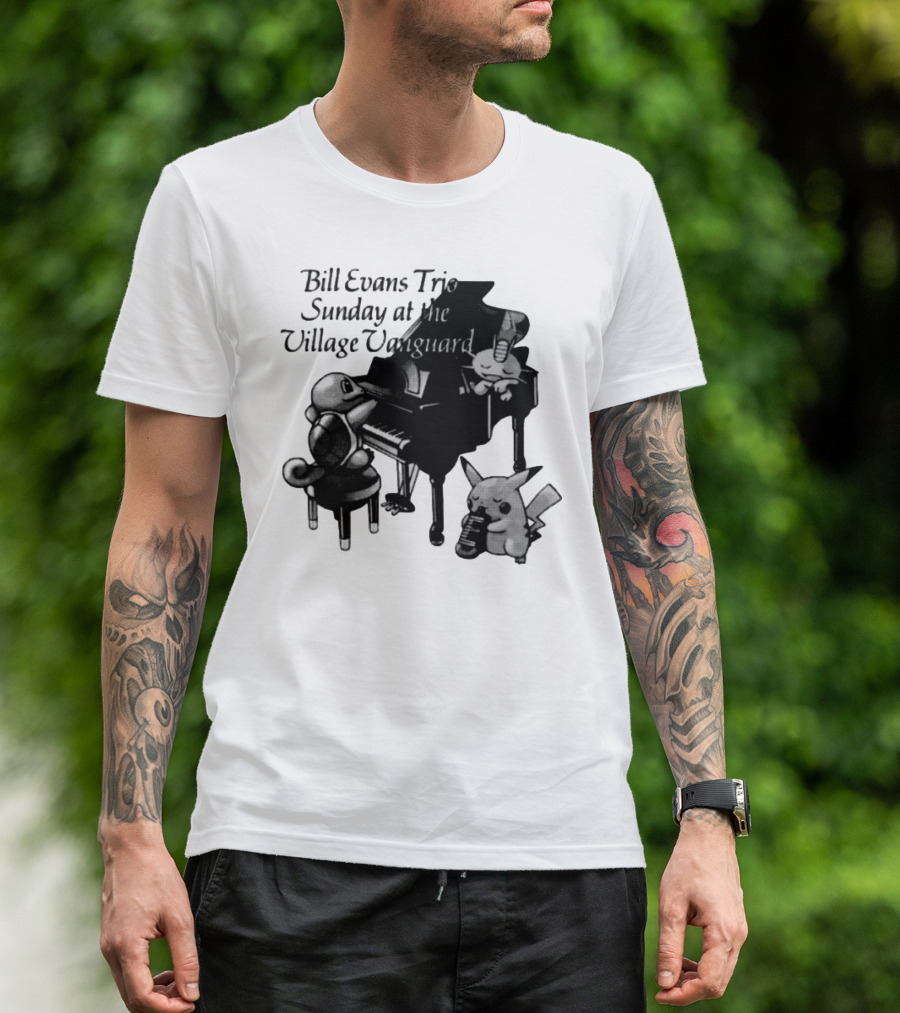 Bill Evans Trio Sunday At The Village Vanguard Pikachu Squirtle Playing Piano T-Shirt