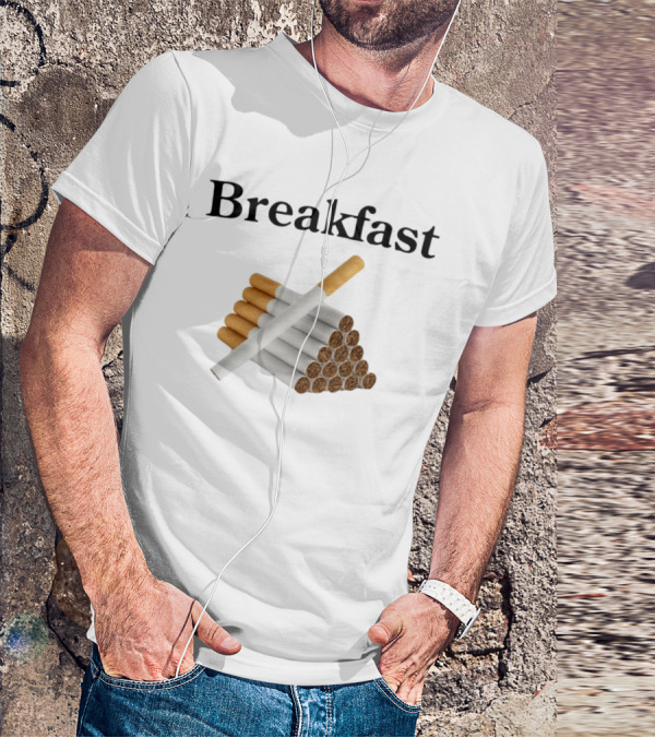 Breakfast Cigarette Stacked Cigarettes Pyramid T-Shirt