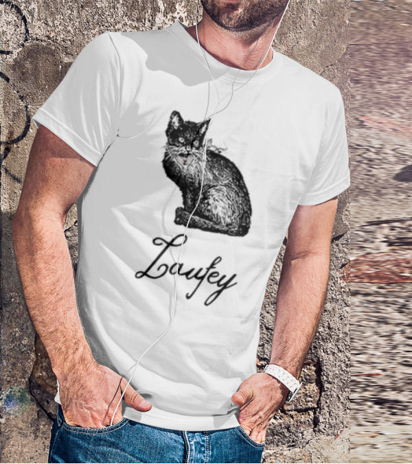 Laufey Black Cat Red Bow Silhouette T-Shirt