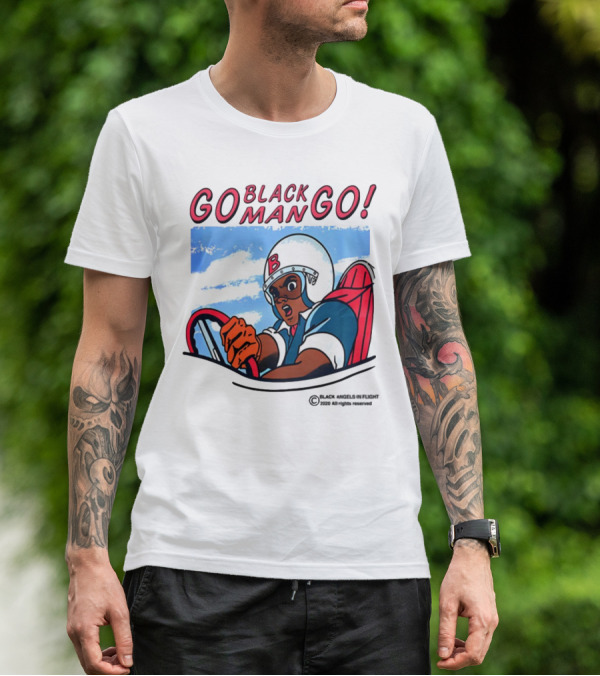 Metro Boomin Go Black Man Go Racer B Helmet Black Angels In Flight Text T-Shirt