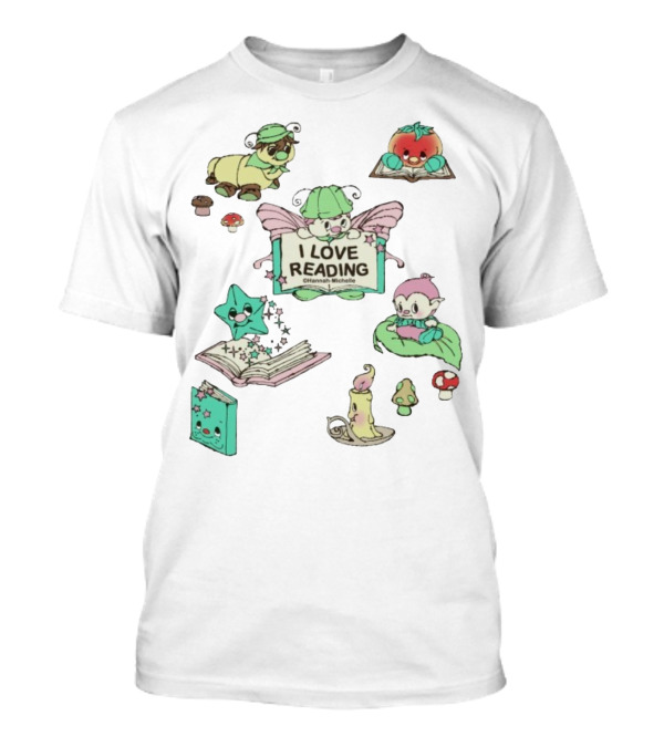 I Love Reading Hannah Michelle Cute Fantasy Characters And Books T-Shirt