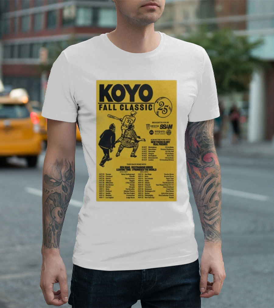 Koyo Fall Classic 2025 Tour Featuring New Found Glory Real Friends Ben Quad Restraining Order T-Shirt