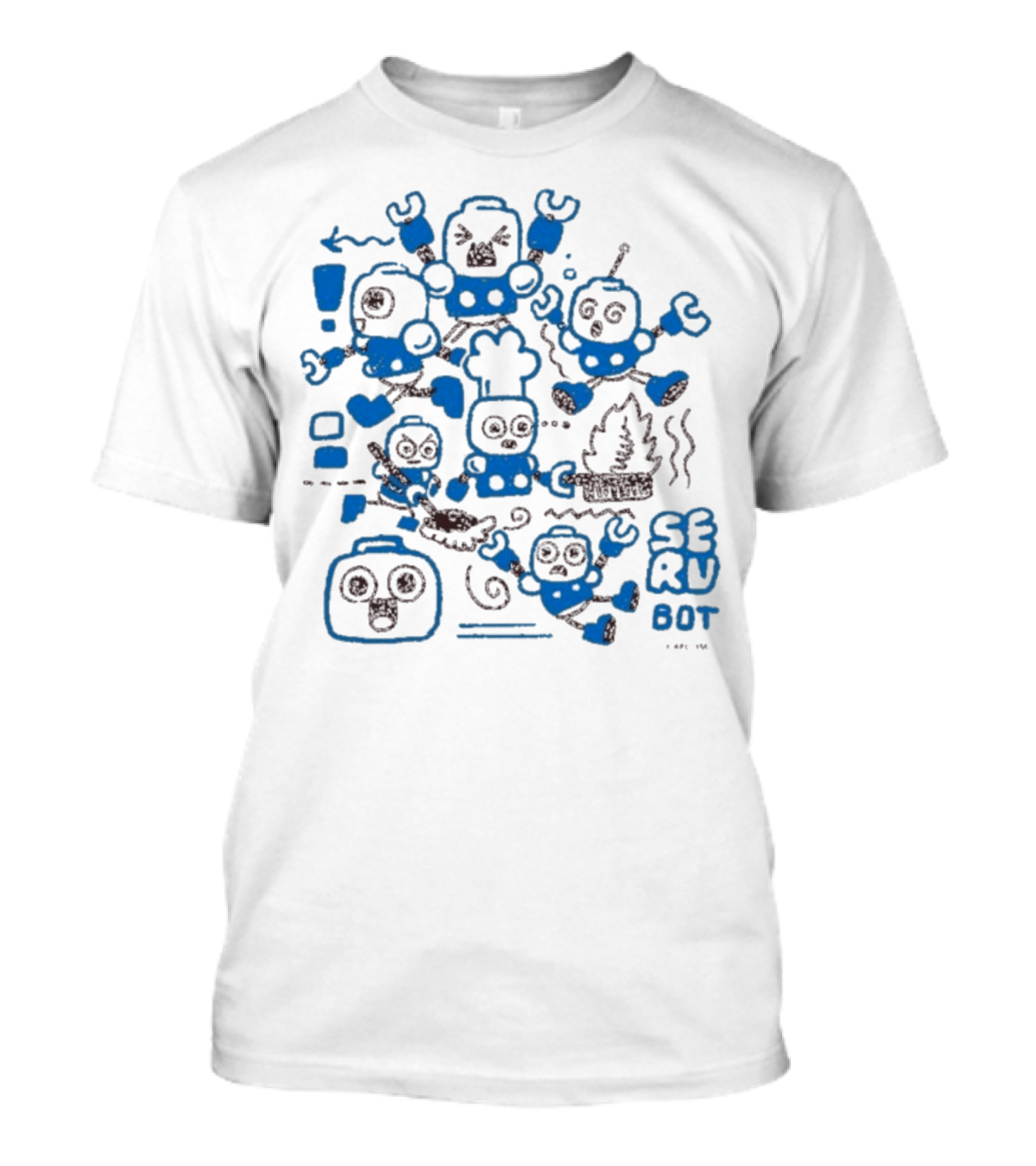 Mega Man Messy SERU Bots Blue And Brown Compilation T-Shirt