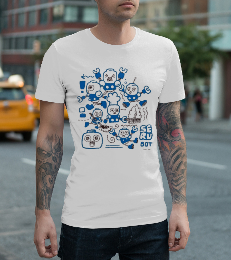 Mega Man Messy SERU Bots Blue And Brown Compilation T-Shirt