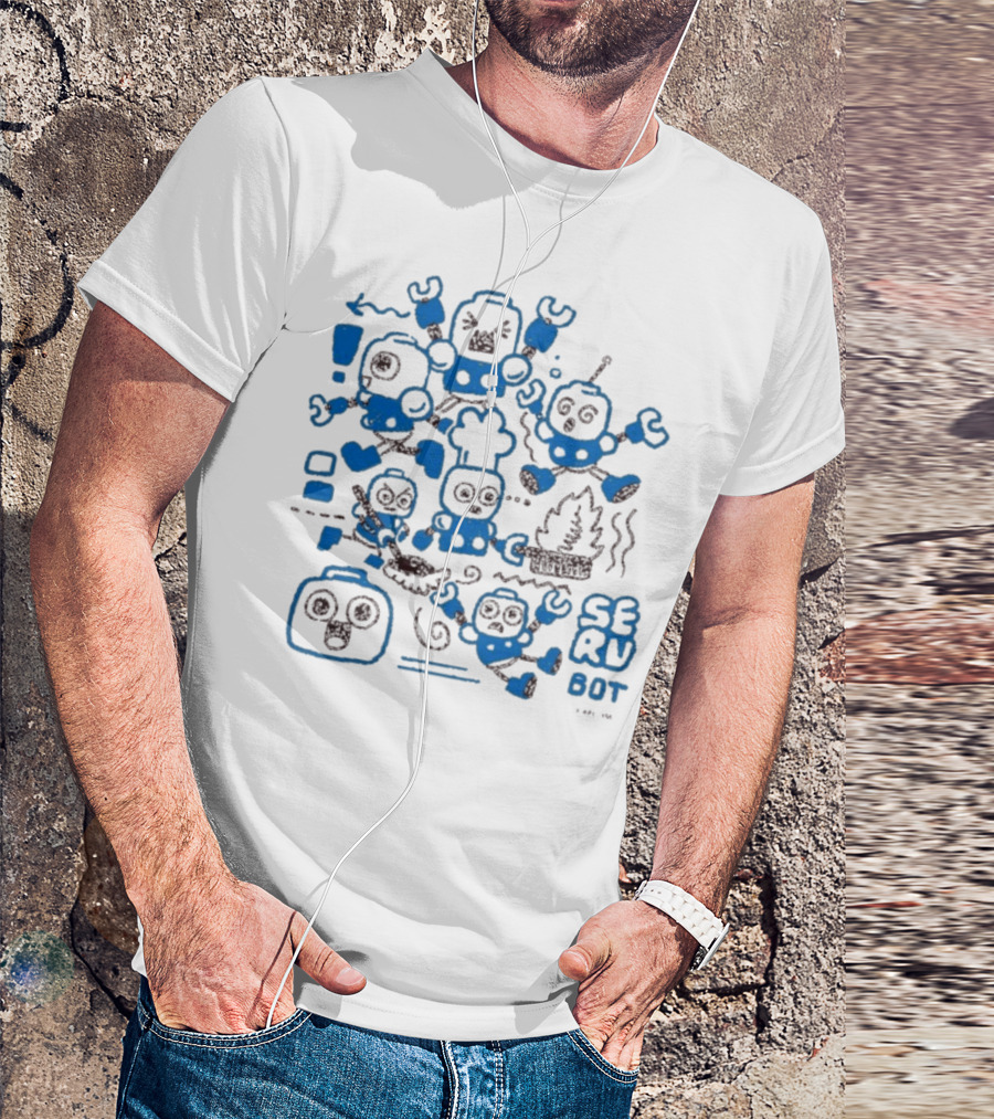 Mega Man Messy SERU Bots Blue And Brown Compilation T-Shirt