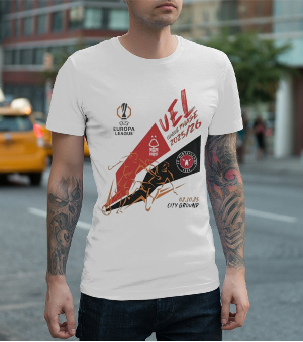 Nottingham Forest Vs FC Midtjylland Europa League 2025/26 League Phase City Ground 02.10.25 T-Shirt