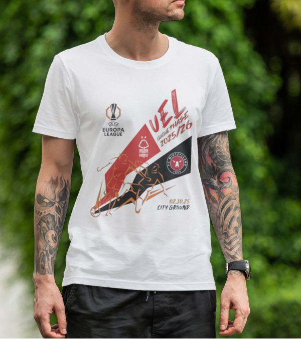 Nottingham Forest Vs FC Midtjylland Europa League 2025/26 League Phase City Ground 02.10.25 T-Shirt