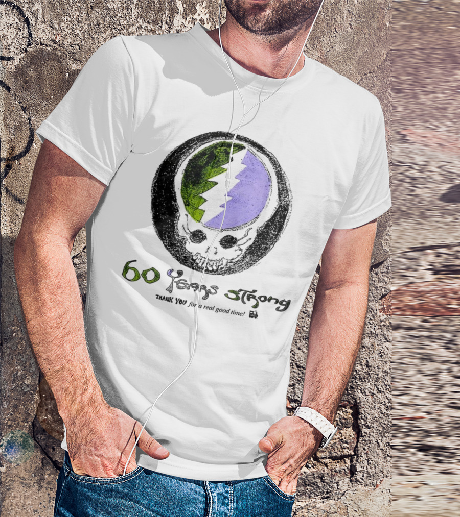 60 Years Strong Thank You For A Real Good Time Skull Halloween Sketch T-Shirt