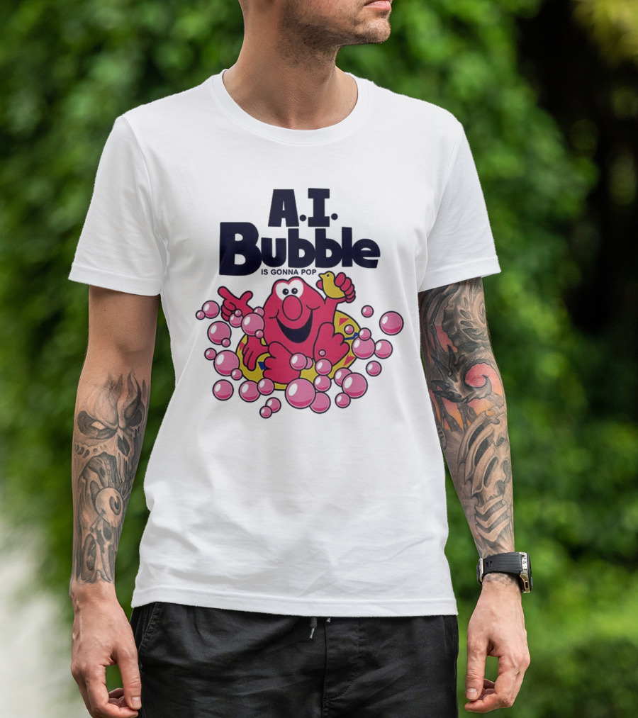 A.I. Bubble Is Gonna Pop Funny Red Character With Pink Bubbles T-Shirt