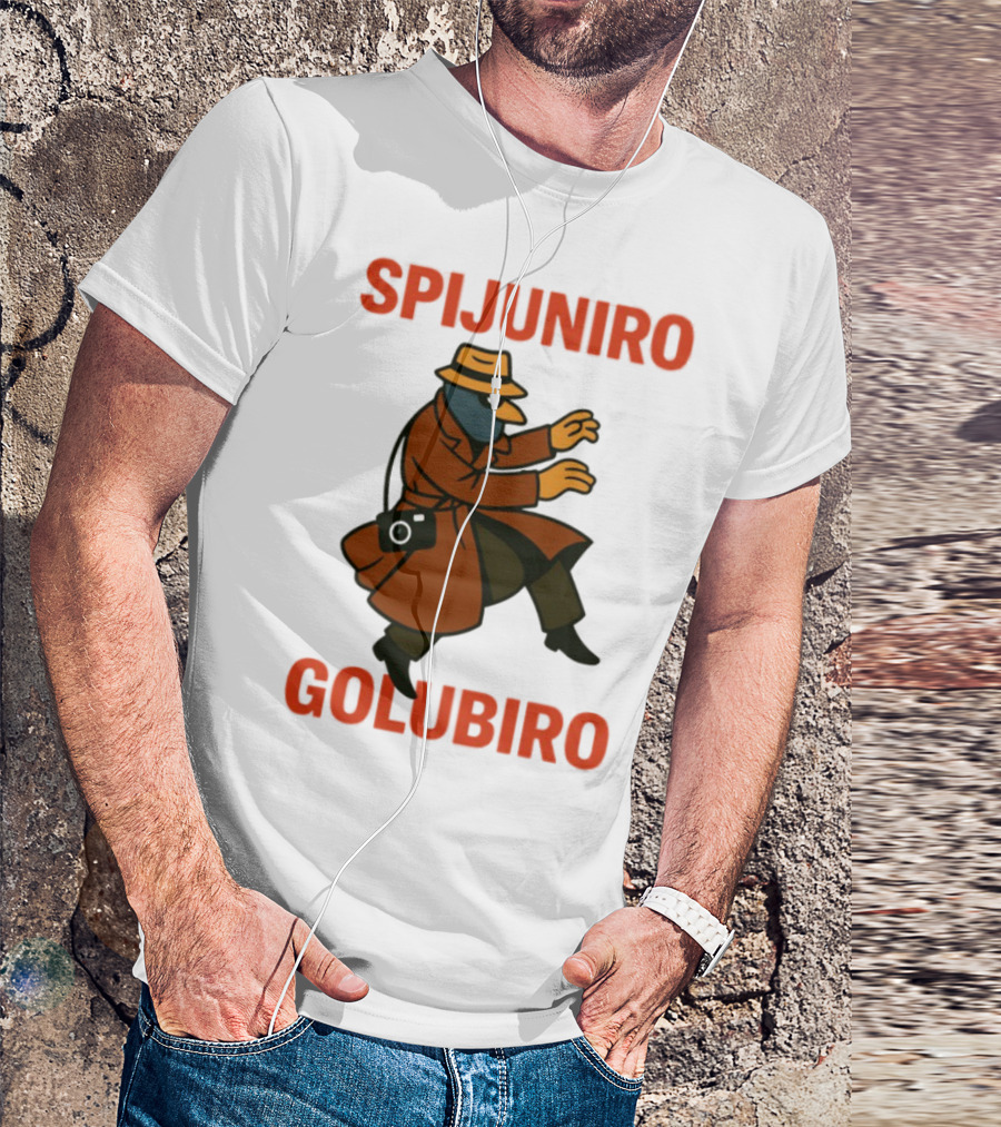 Spijuniro Golubiro Spy Pigeon In Trench Coat And Hat Retro Style T-Shirt