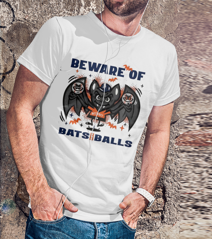 Beware Of Bats And Balls Detroit Halloween Baseball Theme T-Shirt